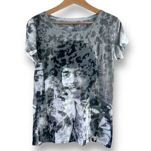 Avenue LA Women's XXL Jimmi Hendrix Black & White Burnout Graphic Tee Shirt Rock